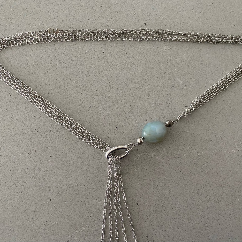 Lariat Style Silver & Quartz New Necklace